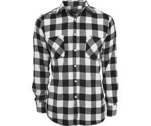 Kurzarmshirt URBAN CLASSICS "Urban Classics Herren Checked Flanell Shirt", Herren, Gr. XXL, US-Größen, schwarz-weiß (schwarz, weiß), 100% Baumwolle, kariert, normal, amerikanischer Ausschnitt, Hemden