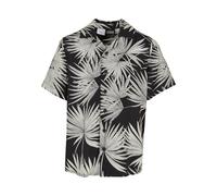 Kurzarmshirt URBAN CLASSICS "Urban Classics Herren Frond Resort Shirt", Jungen, Gr. 110/116, schwarz, 100% Viskose, bedruckt, normal, amerikanischer Ausschnitt, Shirts (51149715-110) schwarz