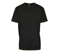 Kurzarmshirt URBAN CLASSICS "Urban Classics Herren Heavy Oversized Contrast Stitch Tee", Jungen, Gr. S, schwarz, electriclime, 100% Baumwolle, unifarben, oversize, Rundhals, Shirts (83724461-S) schwar