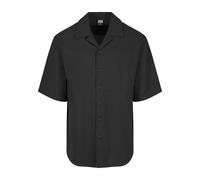 Kurzarmshirt URBAN CLASSICS "Urban Classics Herren Relaxed Seersucker Short Sleeve Shirt", Jungen, Gr. S, schwarz, 100% Baumwolle, unifarben, relaxed fit, amerikanischer Ausschnitt, Shirts (14616815-S