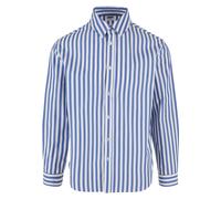 Kurzarmshirt URBAN CLASSICS "Urban Classics Herren Striped Summer Shirt", Herren, Gr. XL, weiß, blau, 60% Baumwolle, 40% Polyester, gestreift, normal, amerikanischer Ausschnitt, Shirts Kurzarmshirt (5