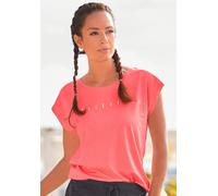 Kurzarmshirt VENICE BEACH, Damen, Gr. 32/34, orange (koralle), Jersey, Obermaterial: 65% Polyester, 35% Baumwolle, unifarben, casual, figurumspielend hüftlang, Rundhals, Kurzarm, Shirts, mit Logoprint