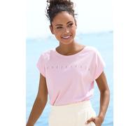 Kurzarmshirt VENICE BEACH, Damen, Gr. 44/46, rosa, Single Jersey, Obermaterial: 65% Polyester, 35% Baumwolle, unifarben, bedruckt, modisch, figurumspielend hüftlang, Rundhals, Kurzarm, Shirts, mit Fro