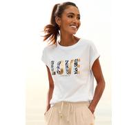 Kurzarmshirt VENICE BEACH, Damen, Gr. 44/46, weiß, Jersey, Obermaterial: 100% Baumwolle, bedruckt, figurumspielend hüftlang, Rundhals, Aufschlag, Shirts, mit Frontprint, T-Shirt aus Baumwolle, lockere