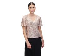 Kurzarmshirt VERA MONT "Damen kurzarm", Damen, Gr. 46, gold (cream, gold), Obermaterial: 93% Polyester, 7% Elasthan; Futter: 92% Polyamid, 8% Elasthan, festlich, figurbetont normal, V-Ausschnitt, Shir