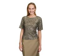 Kurzarmshirt VERA MONT "Damen mit Flügelärmeln", Damen, Gr. 34, blau (turf), Obermaterial: 93% Polyester, 7% Elasthan; Futter: 100% Polyester, festlich, figurbetont normal, Rundhals, Shirts, Paillette