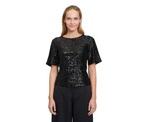 Kurzarmshirt VERA MONT "Damen mit Flügelärmeln", Damen, Gr. 42, schwarz, Obermaterial: 93% Polyester, 7% Elasthan. Futter: 100% Polyester, festlich, figurbetont normal, Rundhals, Shirts, Pailletten (7