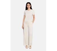 Kurzarmshirt VERA MONT "Damen mit Rundhalsausschnitt", Damen, Gr. M, beige (bright gardenia), Feinstrick, Obermaterial: 77% Viskose, 23% Polyester, gerade normal, Rundhals, Shirts, Struktur (74919928-