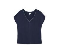 Kurzarmshirt VERO MODA "VMBATILA C/S V-NECK T-SHIRT JRS BTQ GA", Damen, Gr. XS, blau (navy blazer), Jersey, Obermaterial: 70% Modal, 30% Polyester, unifarben, regular fit normal, V-Ausschnitt, Shirts