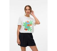 Kurzarmshirt VERO MODA "VMBETA METTE SS TOP BOX JRS GA", Damen, Gr. XS, snow weiß print:monaco, Jersey, Obermaterial: 100% Baumwolle, bedruckt, loose fit, Rundhals, Shirts Kurzarmshirt (47378923-XS)
