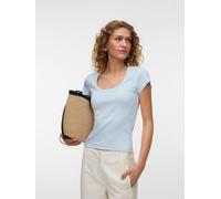 Kurzarmshirt VERO MODA "VMCHLOE CS SHORT U-NECK NOOS", Damen, Gr. L, blau (ice water), Jersey, Obermaterial: 95% Baumwolle, 5% Elasthan, unifarben, normal, tiefer Rundhals, Shirts, Baumwollmischung (3
