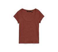 Kurzarmshirt VERO MODA "VMCHLOE CS SHORT U-NECK NOOS", Damen, Gr. M, braun (burnt henna), Jersey, Obermaterial: 95% Baumwolle, 5% Elasthan, unifarben, normal, tiefer Rundhals, Shirts, Baumwollmischung