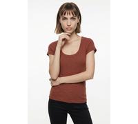 Kurzarmshirt VERO MODA "VMCHLOE CS SHORT U-NECK NOOS", Damen, Gr. XS, braun (burnt henna), Jersey, Obermaterial: 95% Baumwolle, 5% Elasthan, unifarben, normal, tiefer Rundhals, Shirts, Baumwollmischun