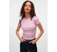 Kurzarmshirt VERO MODA "VMCHLOE SS SHORT TOP JRS NOOS", Damen, Gr. S, rosa (roseate spoonbill), Feinripp, Obermaterial: 95% Baumwolle, 5% Elasthan, unifarben, figurbetont taillenlang, Rundhals, Shirts
