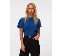 Kurzarmshirt VERO MODA "VMELLA SS O-NCK TOP JRS", Damen, Gr. L, blau (navy peony), Jersey, Obermaterial: 50% Viskose, 45% Polyester, 5% Elasthan, unifarben, regular fit normal, Rundhals, Shirts, Visko
