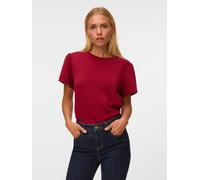 Kurzarmshirt VERO MODA "VMELLA SS O-NCK TOP JRS", Damen, Gr. XL, rot (biking rot), Jersey, Obermaterial: 50% Viskose, 45% Polyester, 5% Elasthan, unifarben, regular fit normal, Rundhals, Shirts, Visko