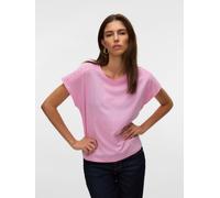 Kurzarmshirt VERO MODA "VMEMMY SS LACE TAPE TOP JRS GA NOOS", Damen, Gr. L, rosa (bonbon), Jersey, Obermaterial: 100% Baumwolle, unifarben, regular fit normal, Rundhals, Shirts (31339900-L) bonbon