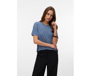 Kurzarmshirt VERO MODA "VMFILLI 2/4 TEE JRS NOOS", Damen, Gr. L, china blau, Jersey, Obermaterial: 70% Modal, 30% Polyester, unifarben, relaxed fit normal, Rundhals, Shirts, Materialmix, relaxed fit (