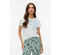 Kurzarmshirt VERO MODA "VMGLOW SS TOP BOX JRS", Damen, Gr. M, snow weiß print:brunnera leaves, Jersey, Obermaterial: 100% Baumwolle, bedruckt, normal normal, Rundhals, Shirts, Baumwolle (75973240-M) s