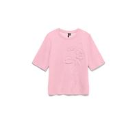 Kurzarmshirt VERO MODA "VMHALI SS EMBROIDERY TOP JRS", Damen, Gr. S, pink, a, boo, Jersey, Obermaterial: 50% Viskose, 45% Polyester, 5% Elasthan, unifarben, normal, Rundhals, Shirts, Viskosemischung (