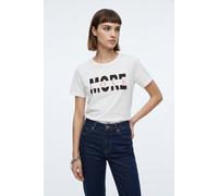 Kurzarmshirt VERO MODA "VMHEIDI PAULINA SS TOP BOX JRS", Damen, Gr. M, snow weiß print:more love, Jersey, Obermaterial: 100% Baumwolle, bedruckt, regular fit normal, Rundhals, Shirts, Baumwolle, regul