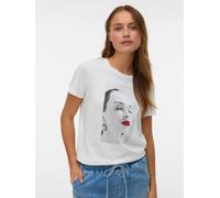 Kurzarmshirt VERO MODA "VMJAMAICA S/S T-SHIRT JRS BTQ", Damen, Gr. XL, snow weiß print:lips rhinestones, Jersey, Obermaterial: 100% Baumwolle, bedruckt, normal, Rundhals, Shirts, Baumwolle (31259926-X