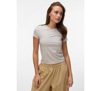 Kurzarmshirt VERO MODA "VMKYLIE SHORT SS TOP JRS NOOS", Damen, Gr. M, light grau melange, Jersey, Obermaterial: 90% Lyocell, 10% Elasthan, meliert, unifarben, normal normal, Rundhals, Shirts Kurzarmsh
