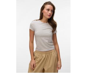Kurzarmshirt VERO MODA "VMKYLIE SHORT SS TOP JRS NOOS", Damen, Gr. XL, light grau melange, Jersey, Obermaterial: 90% Lyocell, 10% Elasthan, meliert, unifarben, normal normal, Rundhals, Shirts Kurzarms
