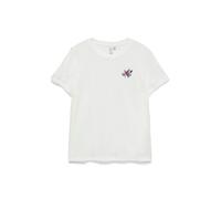 Kurzarmshirt VERO MODA "VMLILAH S/S O-NECK T-SHIRT JRS BTQ", Damen, Gr. S, weiß (snow weiß print:abstract embroidery 1), Jersey, Obermaterial: 100% Baumwolle, bedruckt, bestickt, regular fit normal, R