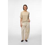 Kurzarmshirt VERO MODA "VMLUNA 2/4 BOATNECK TOP JRS NOOS", Damen, Gr. L, pumice stone, Jersey, Obermaterial: 76% Polyester, 20% Viskose, 4% Elasthan, unifarben, regular fit normal, U-Boot-Ausschnitt,