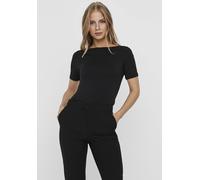 Kurzarmshirt VERO MODA "VMPANDA MODAL S/S TOP NOOS", Damen, Gr. S, schwarz, Jersey, Obermaterial: 48% Baumwolle, 48% Modal (TENCEL™), 4% Elasthan, unifarben, slim fit normal, U-Boot-Ausschnitt, Shirts