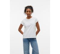 Kurzarmshirt VERO MODA "VMPANNA AVA SS TOP JRS", Damen, Gr. M, weiß (snow weiß), Jersey, Obermaterial: 100% Baumwolle, unifarben, loose fit, Rundhals, Shirts (86661730-M) snow weiß