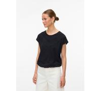 Kurzarmshirt VERO MODA "VMPANNA AVA SS TOP JRS", Damen, Gr. S, schwarz, Jersey, Obermaterial: 100% Baumwolle, unifarben, loose fit, Rundhals, Shirts (87625564-S) schwarz