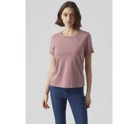 Kurzarmshirt VERO MODA "VMPAULA S/S T-SHIRT NOOS", Damen, Gr. L, rosa (nostalgia rose), Jersey, Obermaterial: 100% Baumwolle, unifarben, regular fit normal, Rundhals, Aufschlag, Shirts, Baumwolle, reg