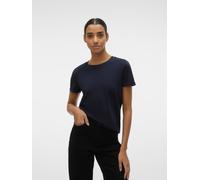 Kurzarmshirt VERO MODA "VMPAULA S/S T-SHIRT NOOS", Damen, Gr. M, blau (navy blazer), Jersey, Obermaterial: 100% Baumwolle, unifarben, regular fit normal, Rundhals, Aufschlag, Shirts Kurzarmshirt, Baum
