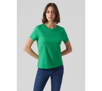 VERO MODA Damen 2er Pack Einfarbiges Stretch T-Shirt Basic Rundhals Top Baumwolle Oberteil Set VMPAULA