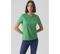 VERO MODA Damen 2er Pack Einfarbiges Stretch T-Shirt Basic Rundhals Top Baumwolle Oberteil Set VMPAULA
