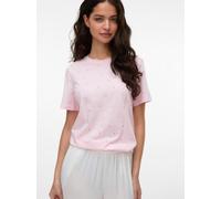 Kurzarmshirt VERO MODA "VMPAULINA AOP SS T-SHIRT GA JRS NOOS", Damen, Gr. XS, pink, a, boo aop:rot hearts, Jersey, Obermaterial: 100% Baumwolle, bedruckt, normal, Rundhals, Shirts, Baumwolle, regular
