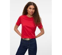 Kurzarmshirt VERO MODA "VMPAULINA SS T-SHIRT GA JRS NOOS", Damen, Gr. M, rot (ribbon rot), Jersey, Obermaterial: 100% Baumwolle, unifarben, normal, Rundhals, Shirts (64831512-M) ribbon rot