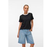 Kurzarmshirt VERO MODA "VMPAULINA SS T-SHIRT GA JRS NOOS", Damen, Gr. M, weiß (schwarz detail:hellweiß neckline), Jersey, Obermaterial: 100% Baumwolle, unifarben, normal, Rundhals, Shirts, Baumwolle,