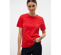 Kurzarmshirt VERO MODA "VMPAULINA SS T-SHIRT GA JRS NOOS", Damen, Gr. S, rot (high risk rot), Jersey, Obermaterial: 100% Baumwolle, unifarben, normal, Rundhals, Shirts Kurzarmshirt, Baumwolle, regular