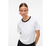 Kurzarmshirt VERO MODA "VMPAULINA SS T-SHIRT GA JRS NOOS", Damen, Gr. XS, weiß (hellweiß detail:schwarz neckline), Jersey, Obermaterial: 100% Baumwolle, unifarben, normal, Rundhals, Shirts, Baumwolle,