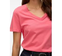 Kurzarmshirt VERO MODA "VMPAULINA SS V-NECK T-SHIRT JRS NOOS", Damen, Gr. S, coral paradise, Jersey, Obermaterial: 100% Baumwolle, unifarben, normal, V-Ausschnitt, Shirts, Baumwolle (76387416-S) coral