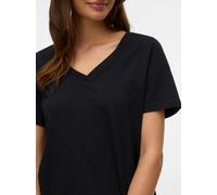 Kurzarmshirt VERO MODA "VMPAULINA SS V-NECK T-SHIRT JRS NOOS", Damen, Gr. XS, schwarz, Jersey, Obermaterial: 100% Baumwolle, unifarben, normal, V-Ausschnitt, Shirts Kurzarmshirt, Baumwolle (93950704-X