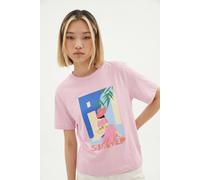 Kurzarmshirt VERO MODA "VMSALLI METTE SS TOP BOX JRS", Damen, Gr. S, pink, a, boo print:summer, Jersey, Obermaterial: 100% Baumwolle, bedruckt, regular fit normal, Rundhals, Shirts, Baumwolle, regular
