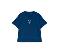 Kurzarmshirt VERO MODA "VMSARA METTE SS TOP BOX JRS GA NOOS", Damen, Gr. L, navy peony print:1 smile hellweiß, Jersey, Obermaterial: 100% Baumwolle, bedruckt, regular fit normal, Rundhals, Shirts, Bau