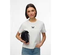 Kurzarmshirt VERO MODA "VMSARA METTE SS TOP BOX JRS GA NOOS", Damen, Gr. L, snow weiß print:butterfly, Jersey, Obermaterial: 100% Baumwolle, bedruckt, regular fit normal, Rundhals, Shirts, Baumwolle,