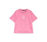 Kurzarmshirt VERO MODA "VMSARA METTE SS TOP BOX JRS GA NOOS", Damen, Gr. M, prism pink print:1 smile hellweiß, Jersey, Obermaterial: 100% Baumwolle, bedruckt, regular fit normal, Rundhals, Shirts, Bau