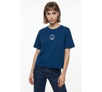 Kurzarmshirt VERO MODA "VMSARA METTE SS TOP BOX JRS GA NOOS", Damen, Gr. S, blau (navy peony print:1 smile hellweiß), Jersey, Obermaterial: 100% Baumwolle, bedruckt, regular fit normal, Rundhals, Shir