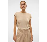 Kurzarmshirt VERO MODA "VMSARAH AVA SS TOP JRS GA NOOS", Damen, Gr. M, silber mink detail:gold lurex, Jersey, Obermaterial: 75% Viskose, 15% Polyester, 10% metallisierte Fasern, glänzend, loose fit no